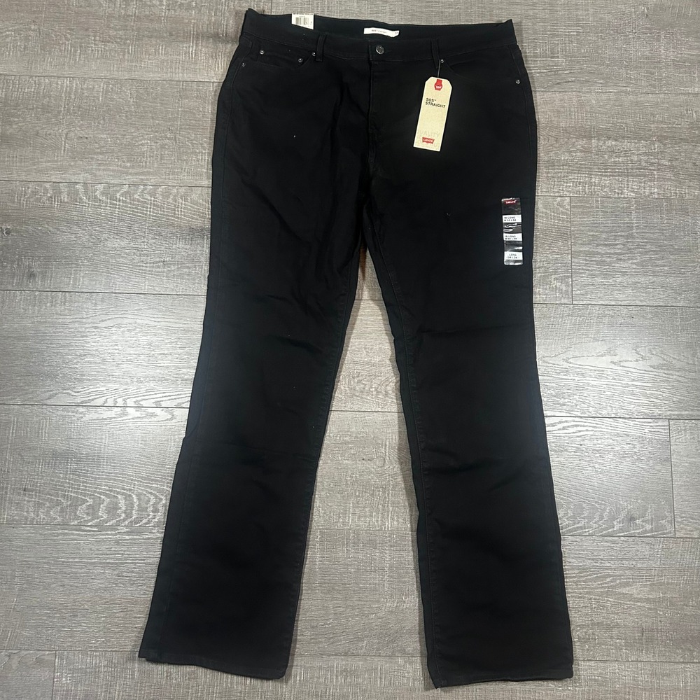 Levis 505 Straight‎ Leg Jeans Black Mid Rise 18 Long W34 L34 NWT 155050120